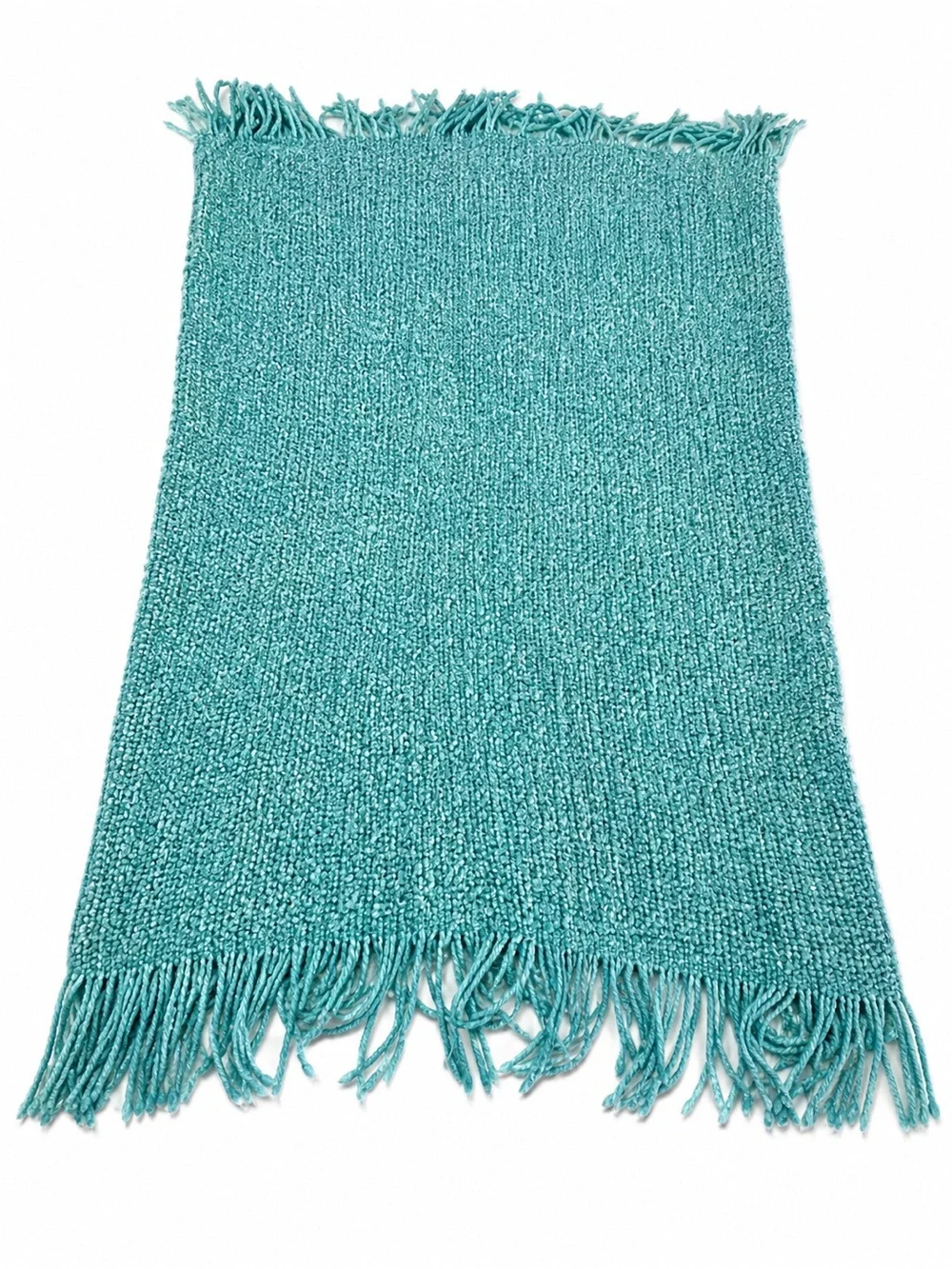 Kennebunk Home Campbell Aqua Seafoam Chenille Luxury Throw Blanket Fringe USA